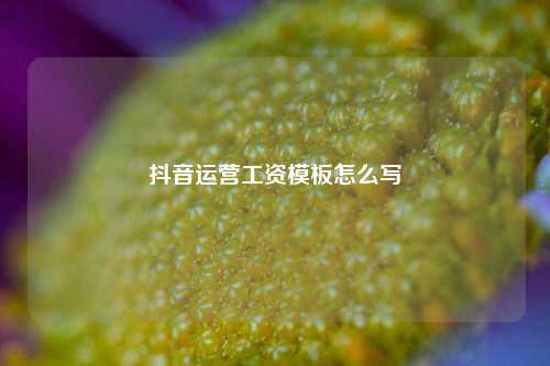 抖音运营工资模板怎么写