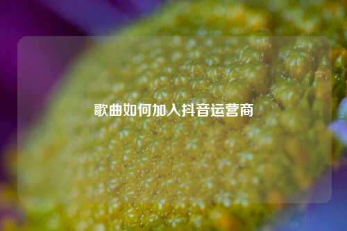 歌曲如何加入抖音运营商